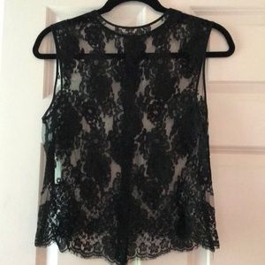 Lace tank top with button up back